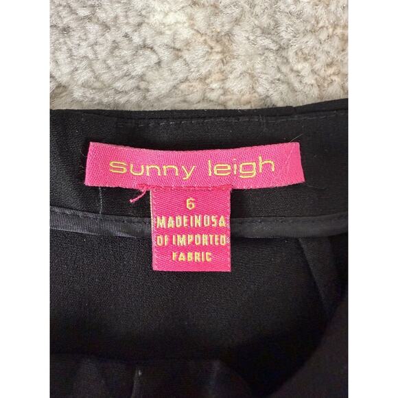 Sunny Leigh Womens Size 6 Cropped Wide Leg Sequin Pants Black Zip Stretch Casual - Picture 10 of 12